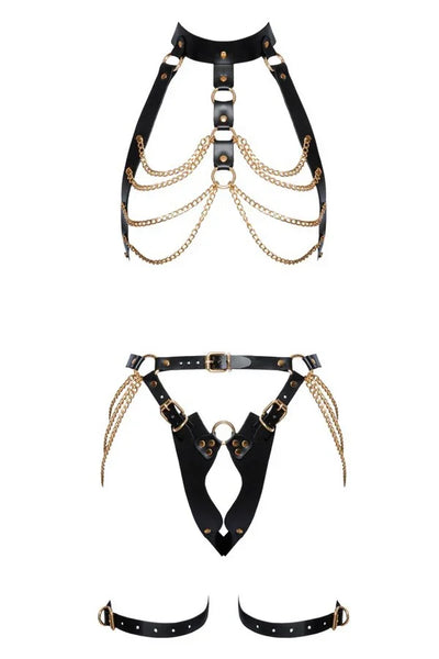 Harnais en cuir & chaines par Zado