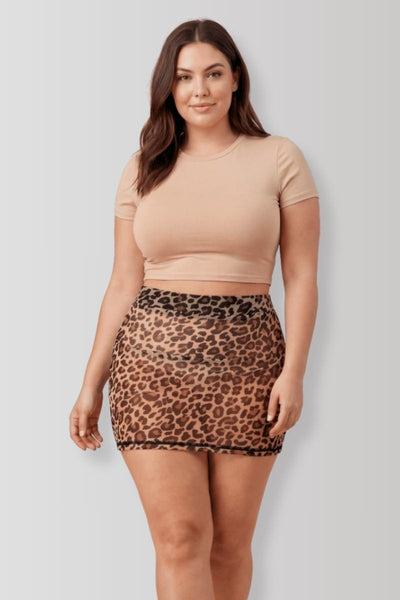 Clara leopard mesh mini skirt