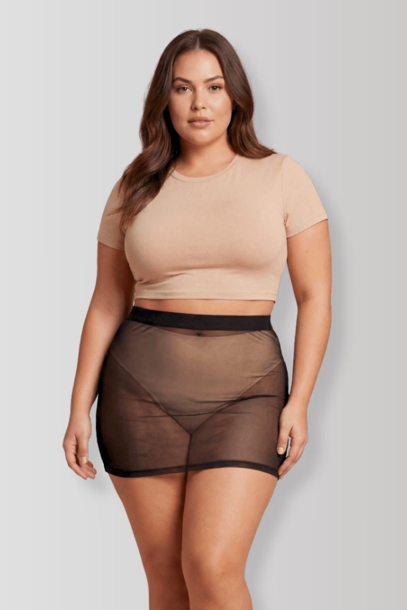 Maya black mesh mini skirt