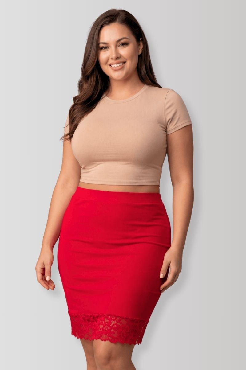 Maria red pencil skirt