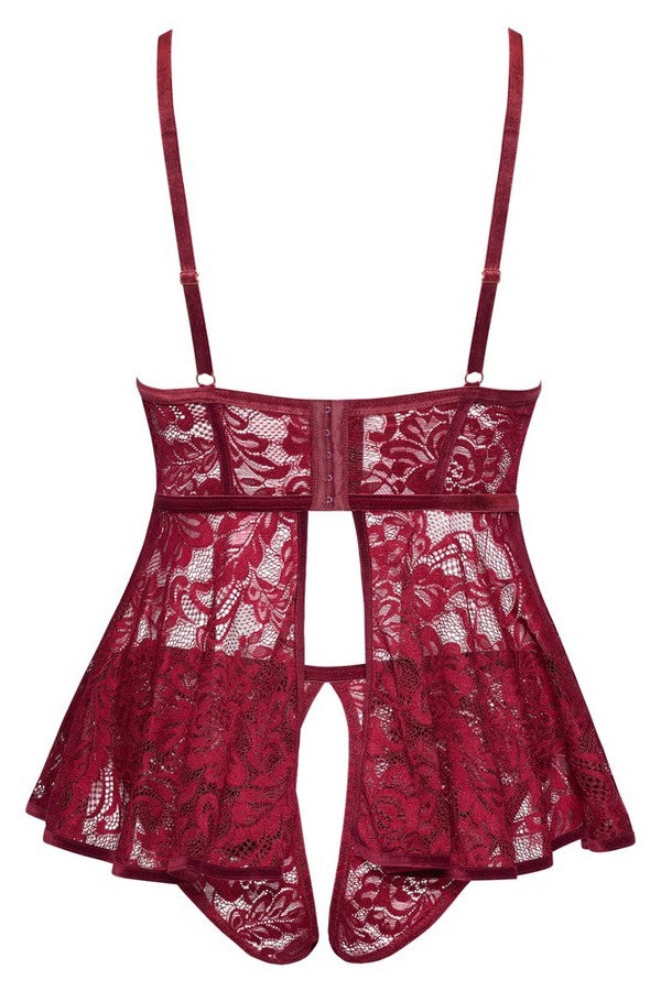 Nuisette dentelle bordeaux + par Cottelli lingerie