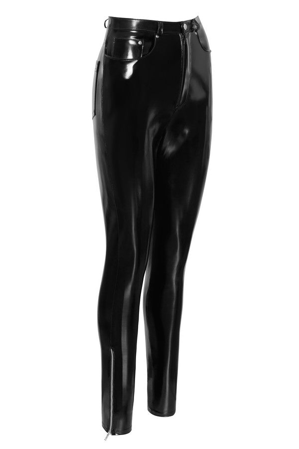 Pantalon vinyle noir par Black Level