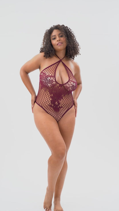 Floral fishnet bodysuit +