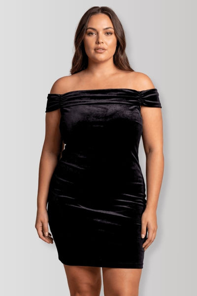 Giulia velvet off-shoulder mini dress
