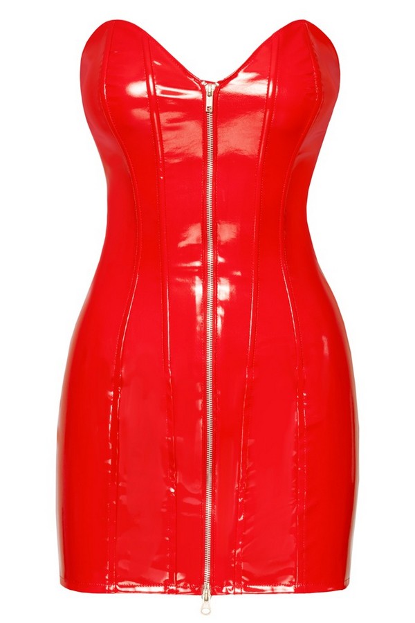 Robe bustier vinyle rouge par Black Level