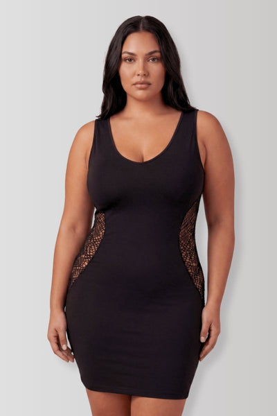 Lea black fishnet mini dress
