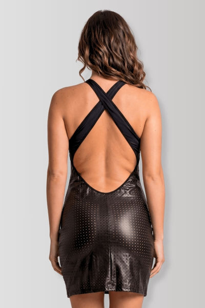 Margot black cross-strap mini dress