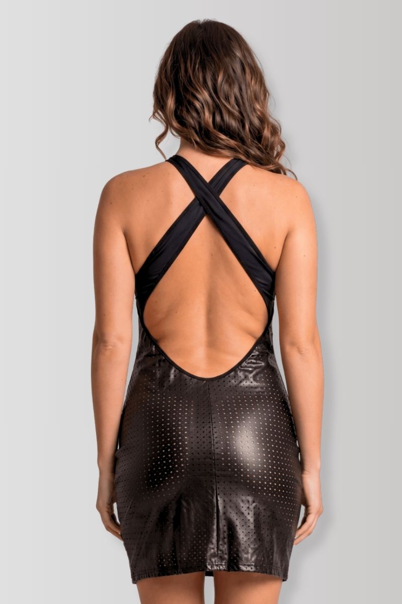 Margot black cross-strap mini dress