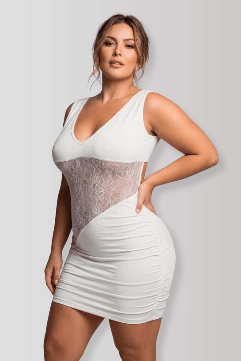 Olivia white lace mini dress