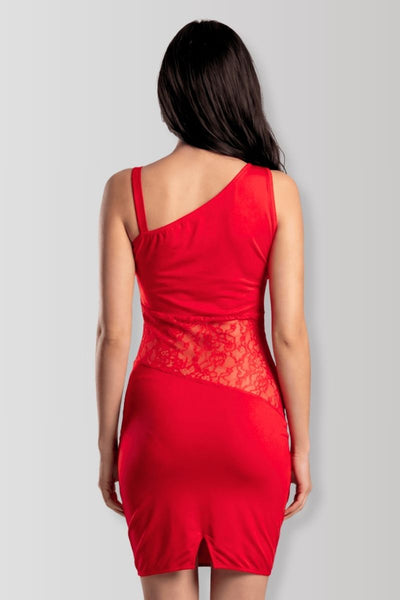 Paola red asymmetrical dress