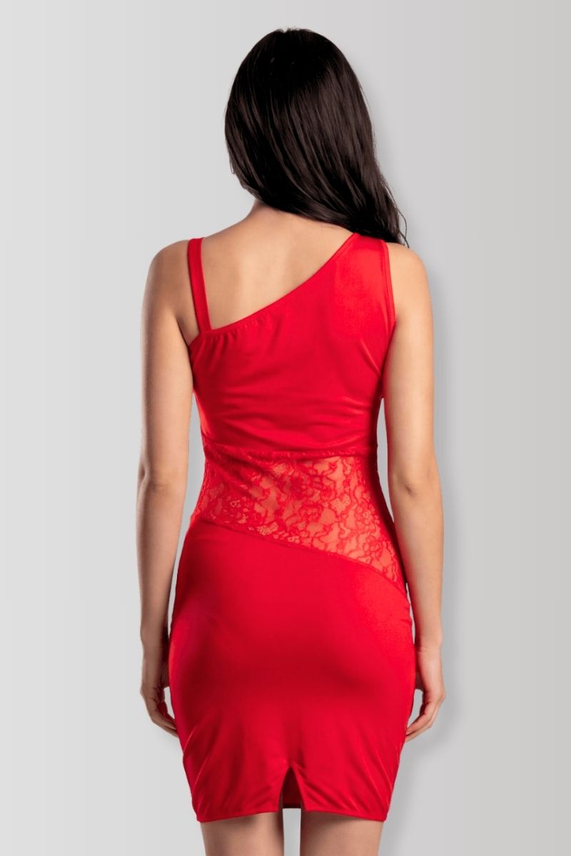 Paola red asymmetrical dress