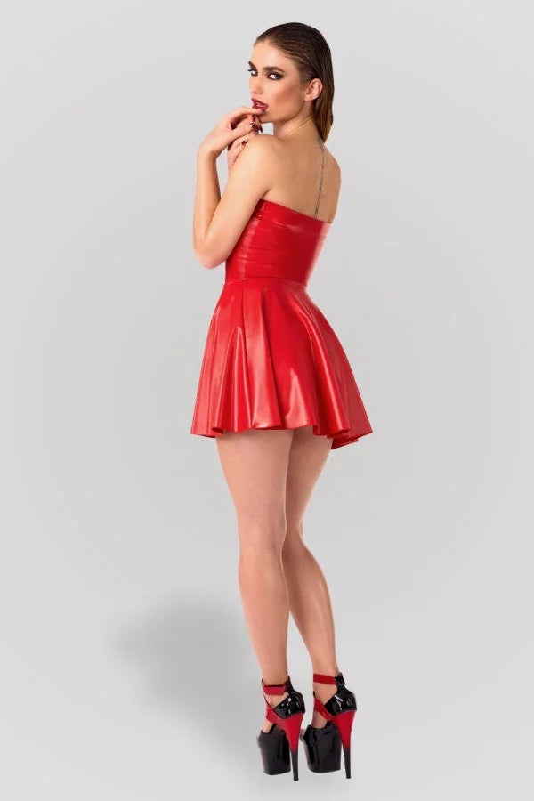 Robe patineuse wetlook rouge Ligne Privée par Noir Handmade