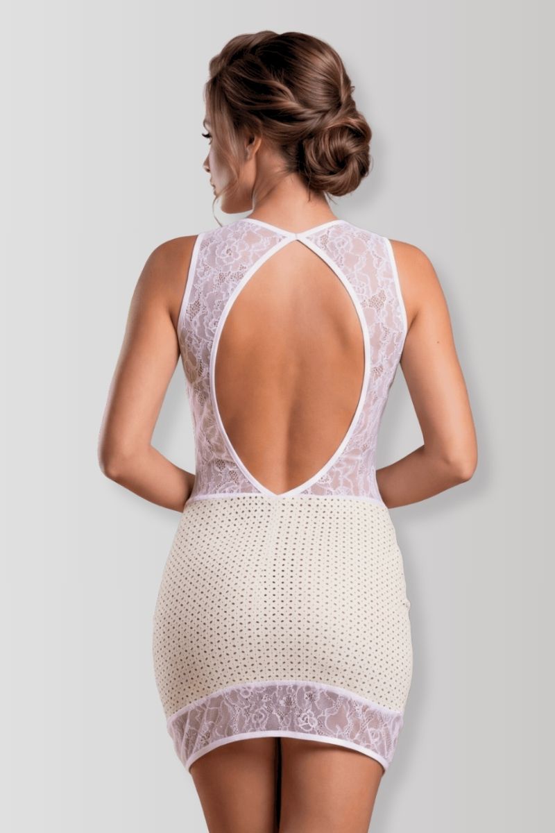 White wetlook mini dress 