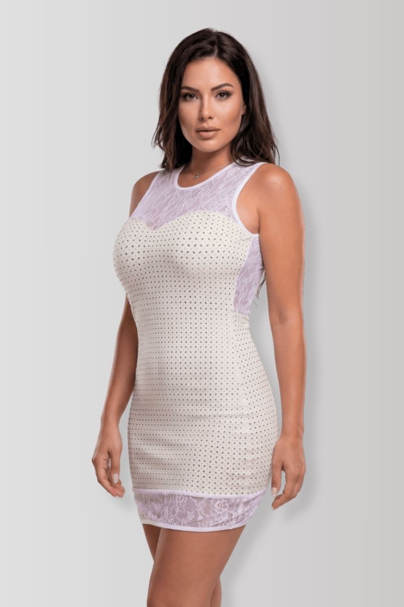 White wetlook mini dress 