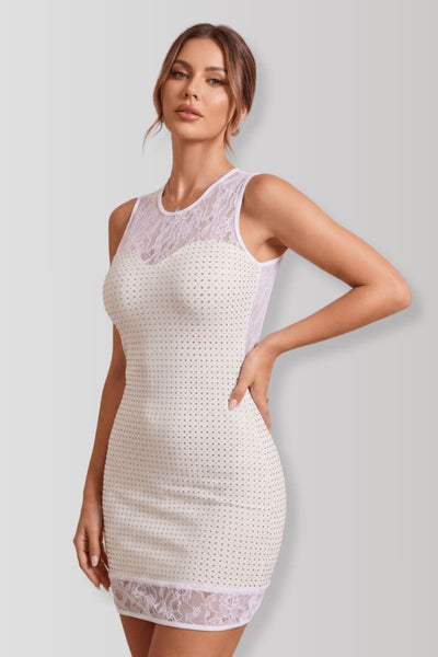 White wetlook mini dress 