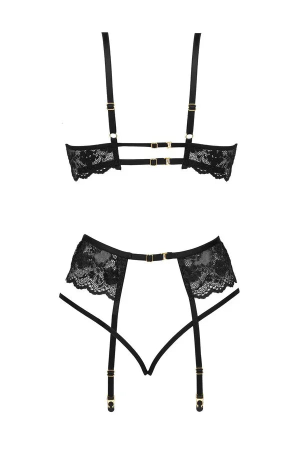 Black Rose Suspender Set