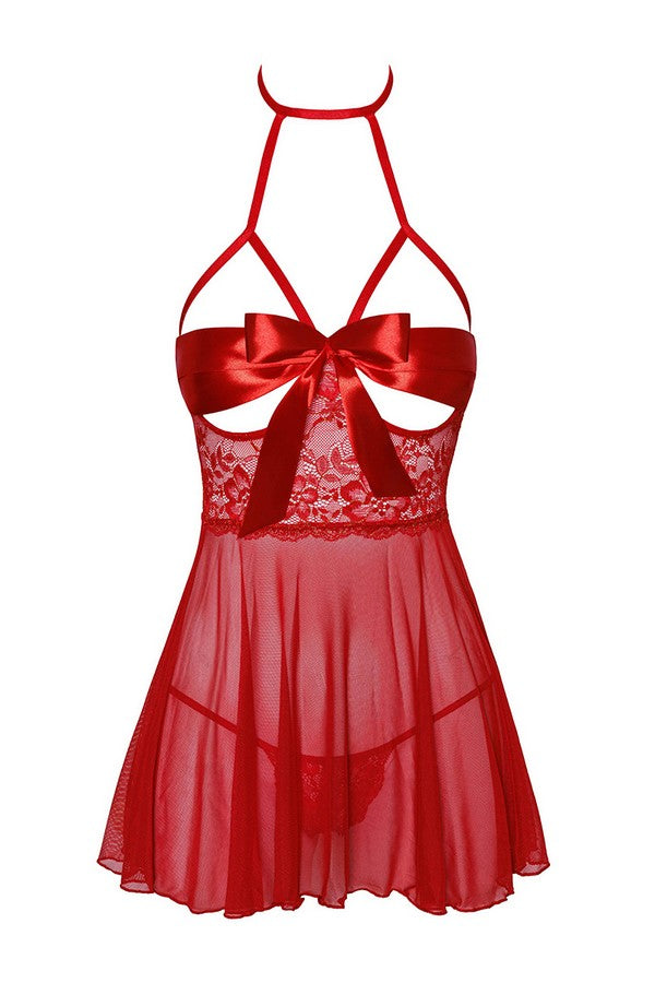 Red Kiss 247 Satin Bow Nightie