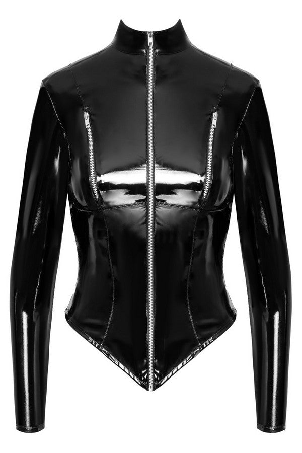 Veste vinyle coquine par Black Level