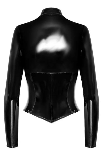 Veste vinyle noir brillant par Black Level