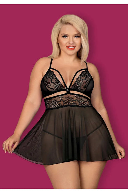 Babydoll noir 838-BAB - LUXURY ALLEY dessous