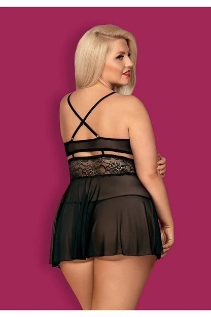 Babydoll noir 838-BAB - LUXURY ALLEY dessous