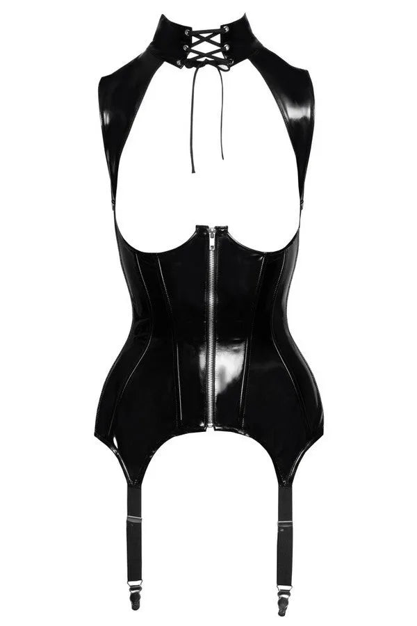 Corset vinyle seins-nus par Black Level