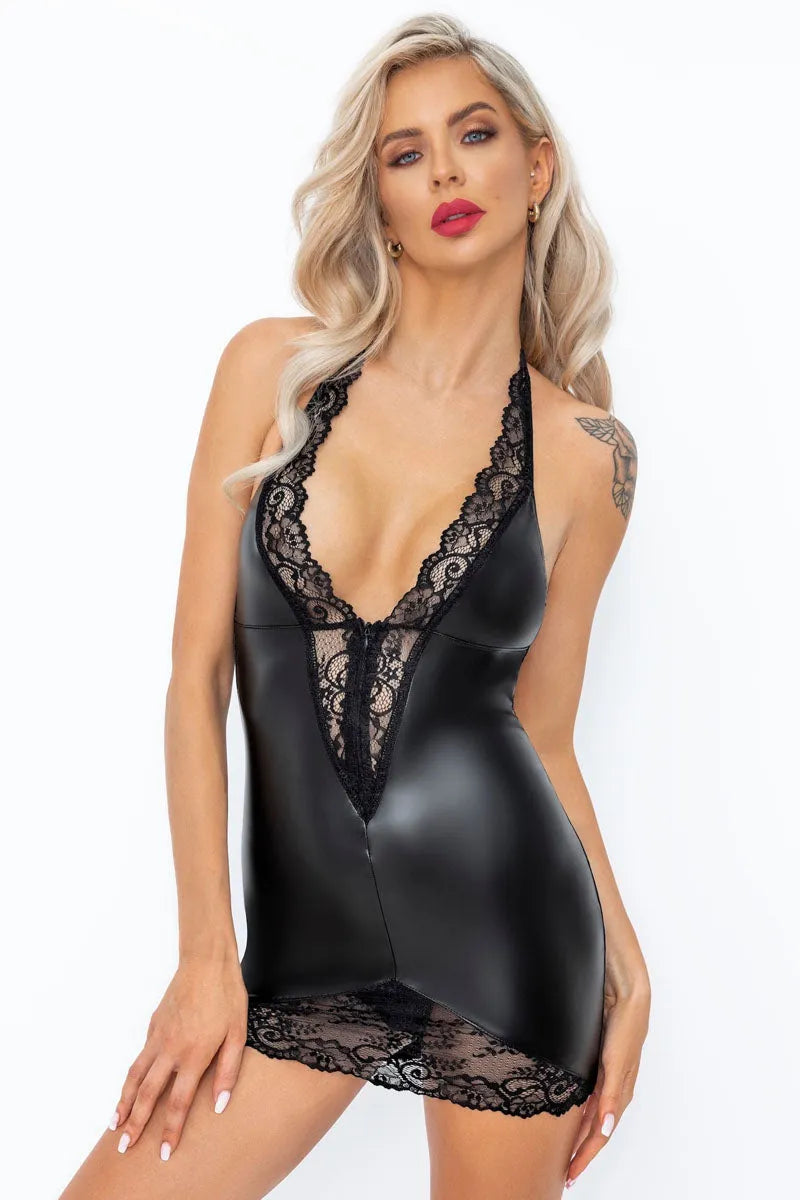 Mini-robe wetlook F283 par Noir Handmade