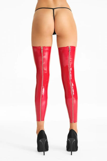 Bas rouges zip S544 - LUXURY ALLEY dessous