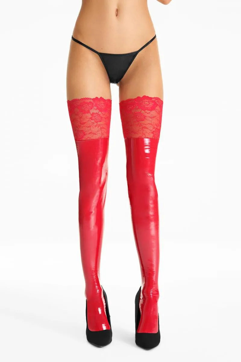 Bas laqués rouges S548 - LUXURY ALLEY dessous