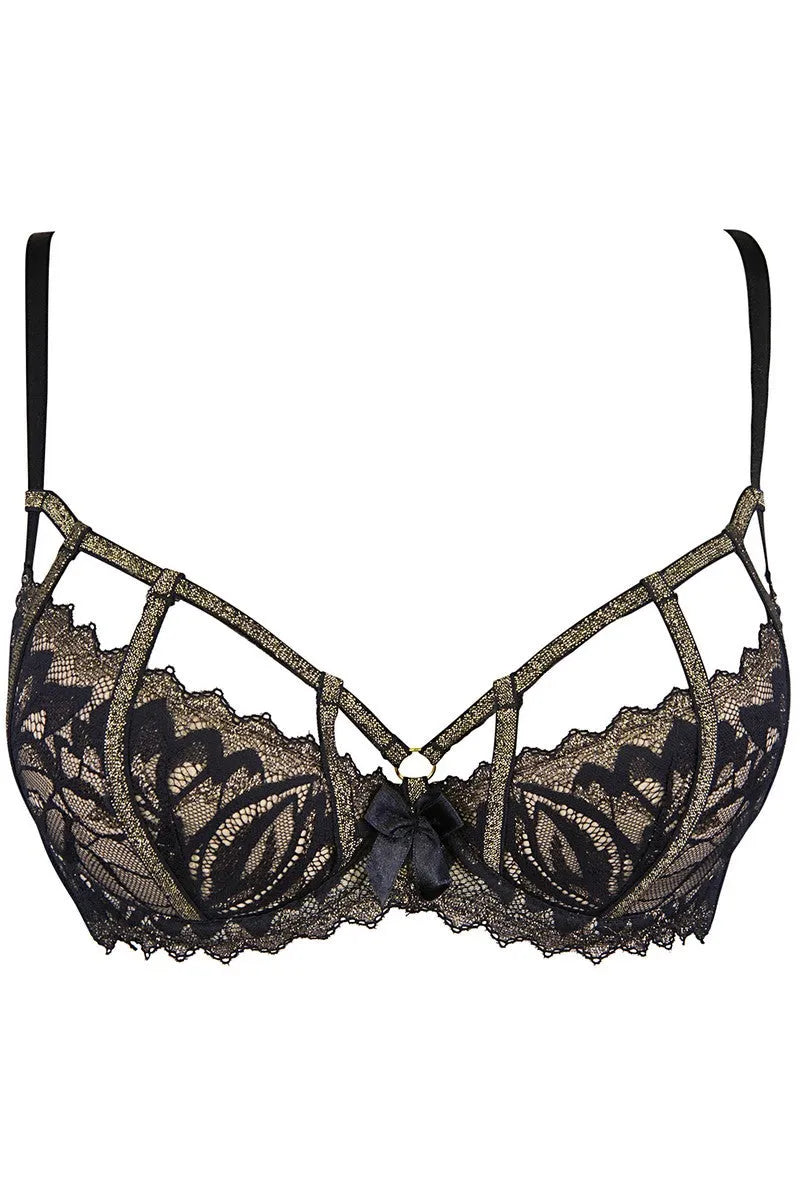 Soutien-gorge noir & or V-10101 - LUXURY ALLEY dessous